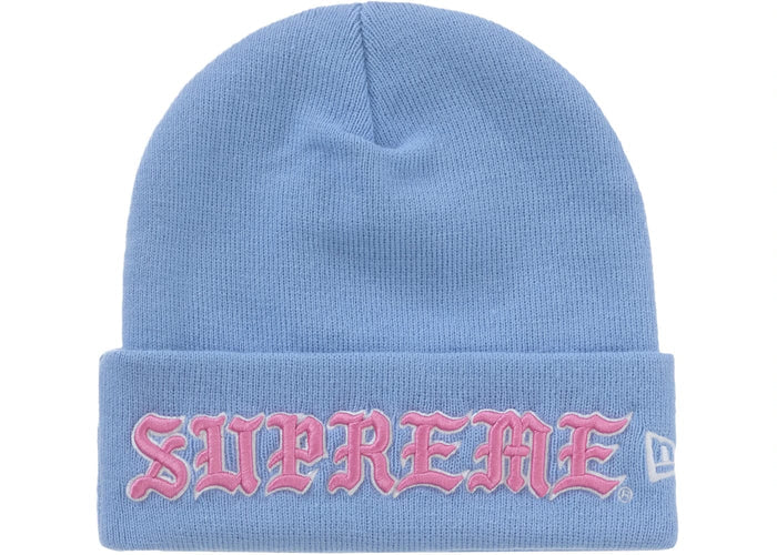 Supreme New Era Old English Beanie Blue