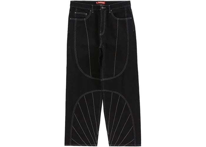 Supreme Radial Embroidered Loose Fit Jean Black