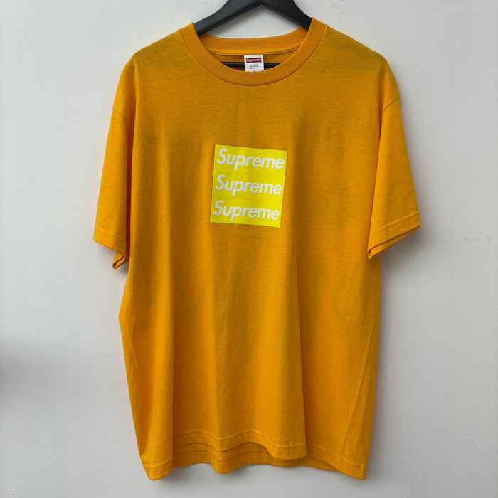 Supreme Triple Boxo Logo X Asspizza Yellow Tee