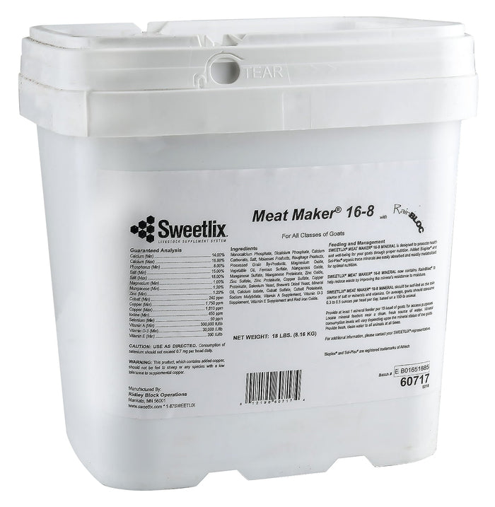 SWEETLIX Meat Maker Goat 16 - 8 with RainBloc, 18 lb Tub - 9E12 - 1
