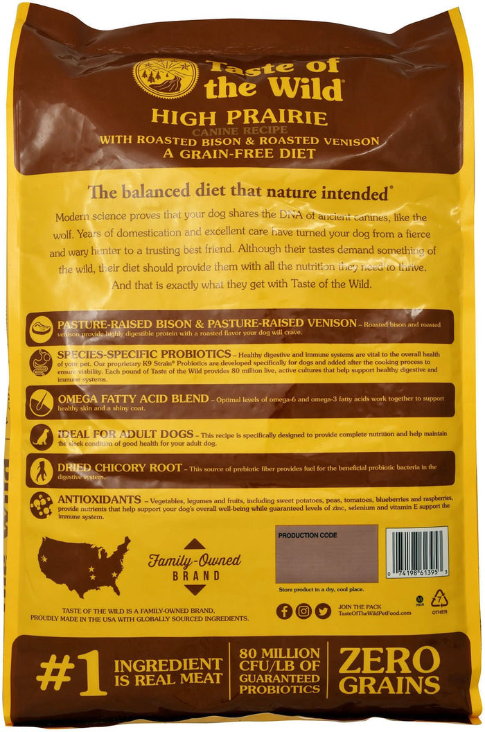 Taste of the Wild High Prairie Grain Free Dry Dog Food with Roasted Bison & Roasted Venison - UGBO - 28 lbs - 2