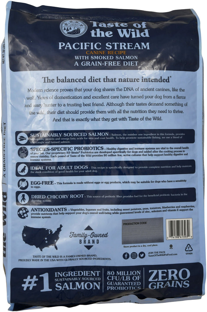 Taste of the Wild Pacific Stream Smoke Flavored Salmon Grain Free Dry Dog Food - UGAX - 28 lbs - 4