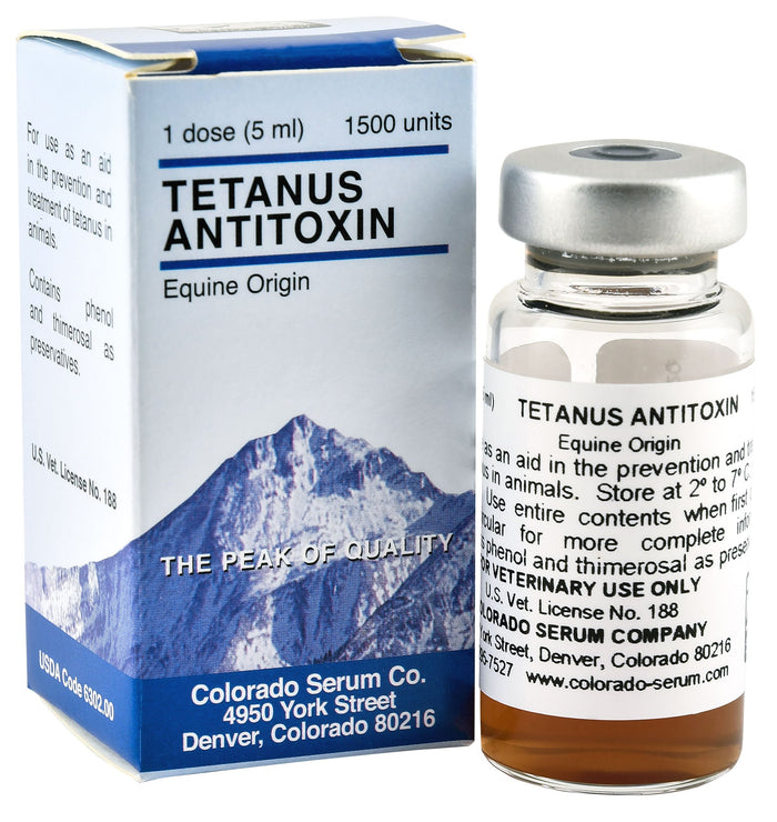Tetanus Antitoxin Vaccine for Horses & Livestock - G5TA - 1,500 Units - 1