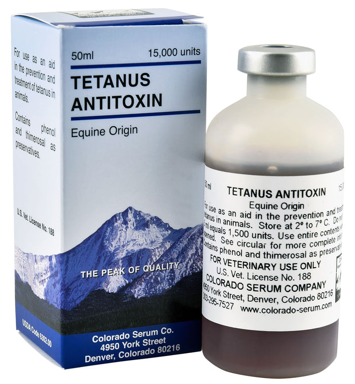 Tetanus Antitoxin Vaccine for Horses & Livestock - G5TC - 15,000 Units - Vial - 5