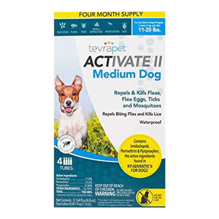 TevraPet Activate II for Dogs, 4 Month Supply - 004TVB-00001 - 11 - 20 lbs - 8
