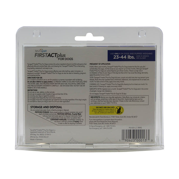 TevraPet FirstAct Plus for Dogs, 3 Month Supply - 004TVB-00013 - 23 - 44 lbs - 4