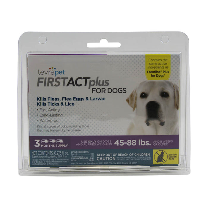 TevraPet FirstAct Plus for Dogs, 3 Month Supply - 004TVB-00014 - 45 - 88 lbs - 5