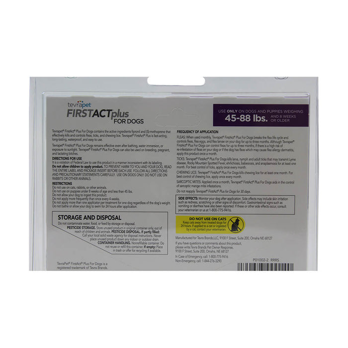 TevraPet FirstAct Plus for Dogs, 3 Month Supply - 004TVB-00014 - 45 - 88 lbs - 6