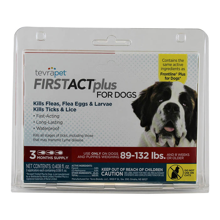 TevraPet FirstAct Plus for Dogs, 3 Month Supply - 004TVB-00015 - 89 - 132 lbs - 7