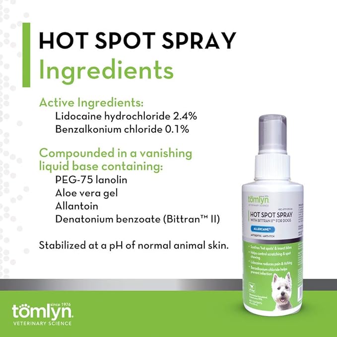 Hot Spot Spray (Allercaine) for Dogs with Bittran - T611 - 4 oz - 5