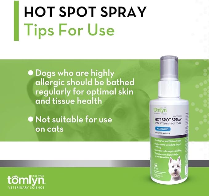 Hot Spot Spray (Allercaine) for Dogs with Bittran - T611 - 4 oz - 7