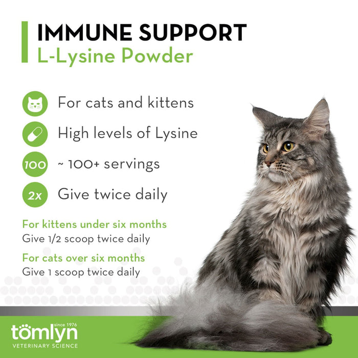 L - Lysine Powder Immune Support Supplement for Cats, 3.5 oz - T6AH - 6