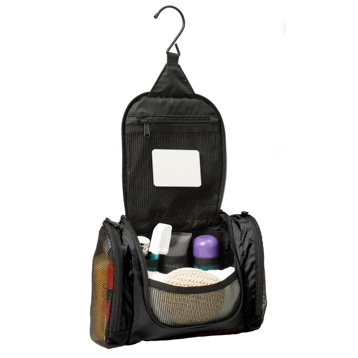 Black Traveling Toiletries Kit - open