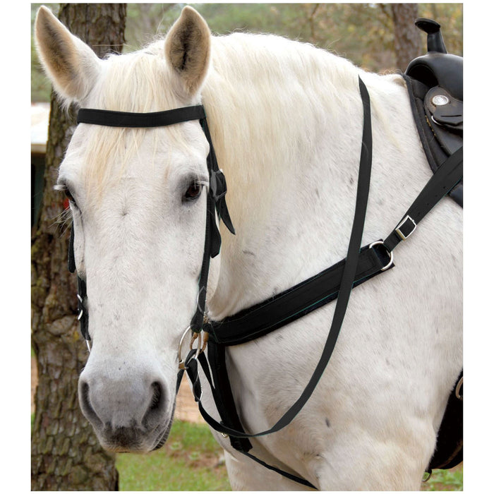 Triple E Nylon Draft Horse Bridle with Bit & Reins - T3NF - Black - 1