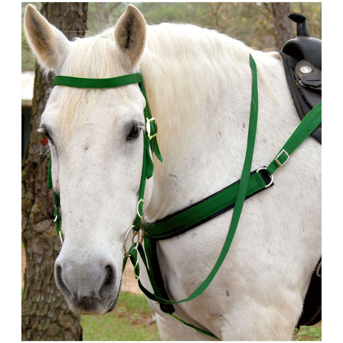 Triple E Nylon Draft Horse Bridle with Bit & Reins - T3NF - Black - 3