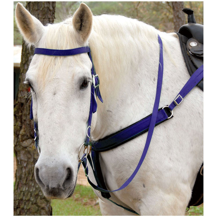 Triple E Nylon Draft Horse Bridle with Bit & Reins - T3NF - Black - 4