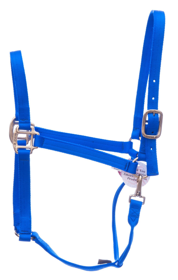 DUPLICATE - T3LA - Triple E Nylon Draft Horse Halter, Large (2000 - 2400 lb) - T3LH-DUPE - Royal Blue - 2