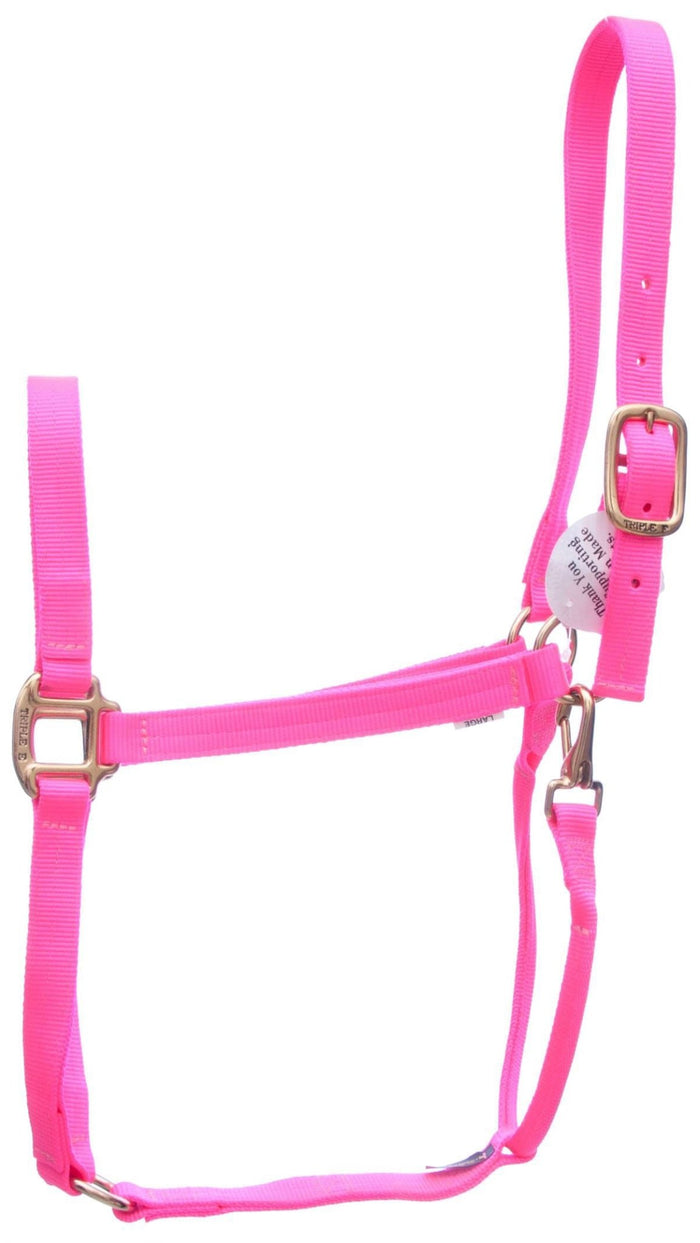 DUPLICATE - T3LA - Triple E Nylon Draft Horse Halter, Large (2000 - 2400 lb) - T3LB-DUPE - Hot Pink - 3