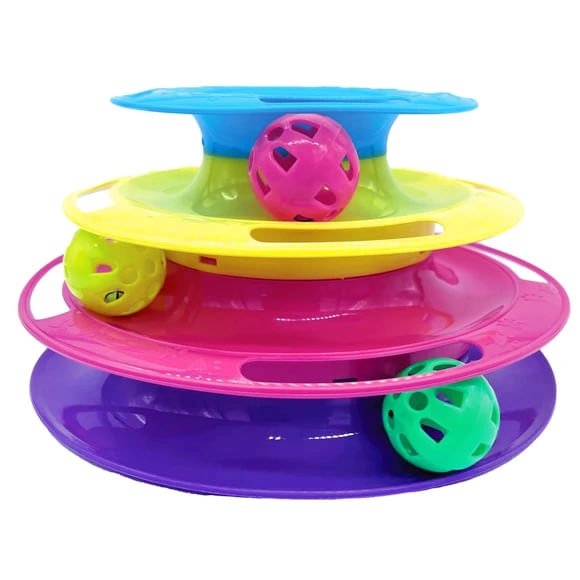 Triple Level Cat Toy Tower with Jingle Balls - KL2D - 1
