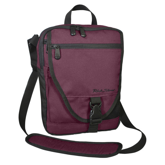 plum crossbody purse front