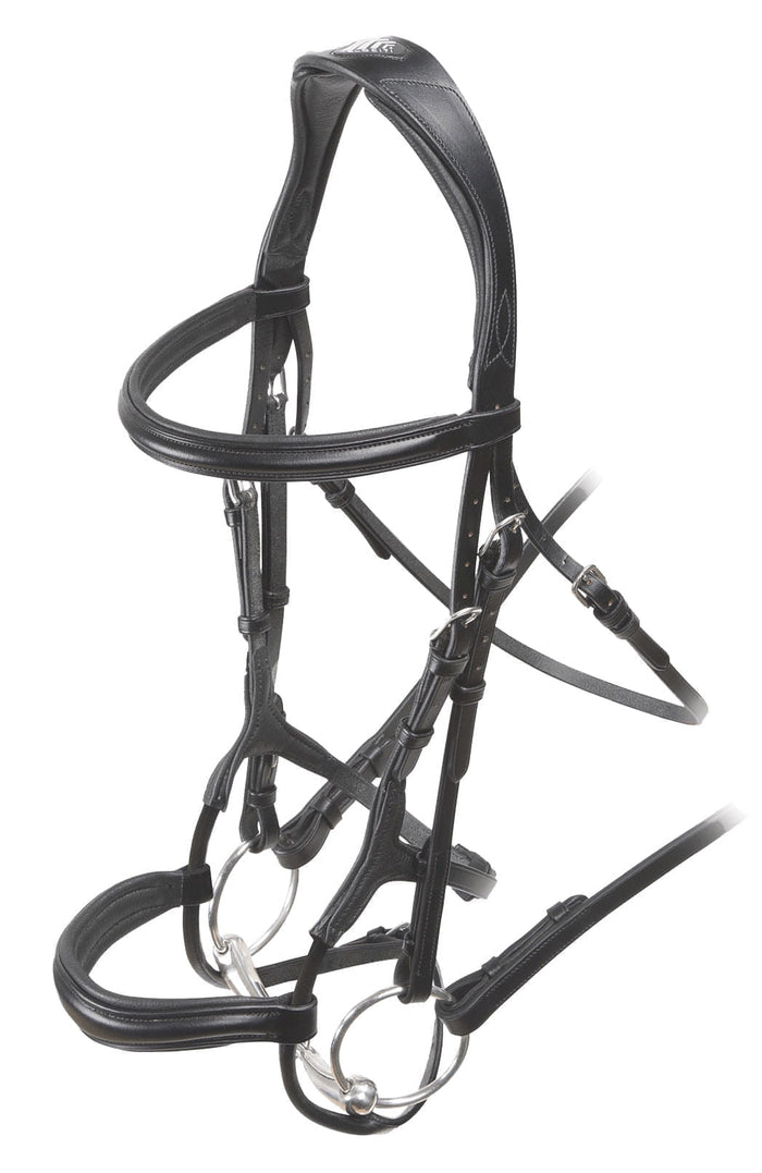 Velociti Rolled Padded Cavesson Bridle - SEP1QF - Black - Cob - 1