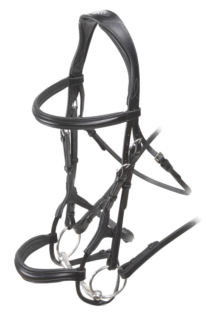 Velociti Rolled Padded Cavesson Bridle - SEP1QG - Black - Full - 4