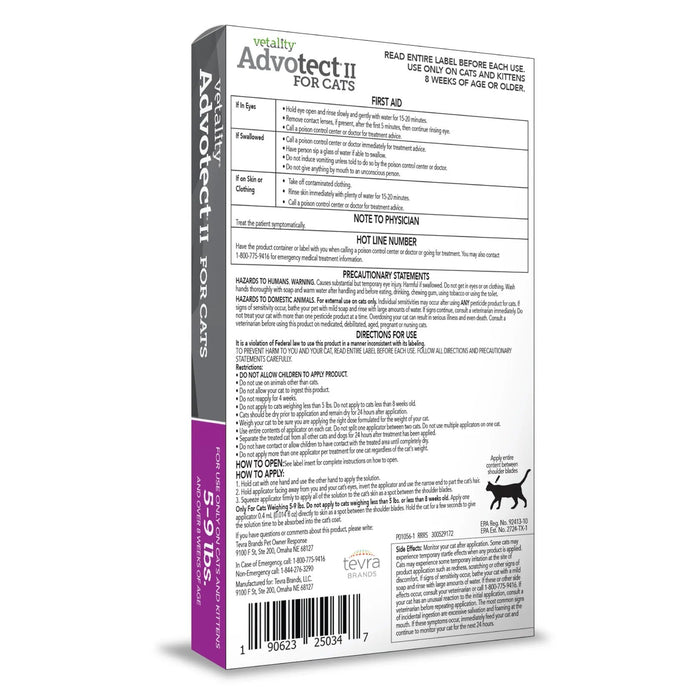 Vetality Advotect II for Cats, 6 pack - TVB1T - Cat 5 to 9lbs - 3