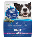 Vetality Brush Free Daily Dental Chews for Dogs, Plaque & Tartar Control, Fresh Breath - TVB2S - Mint - 14 ct - 1