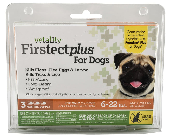 Vetality Firstect Plus for Dogs, 3 - pack - TVB1W - Dogs 6 - 22 lb - 1