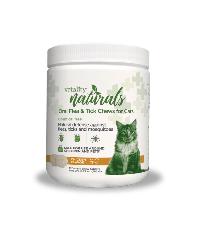 Vetality Naturals Oral Flea & Tick Chews for Cats, 120 ct - TVB2J - Chicken - 1