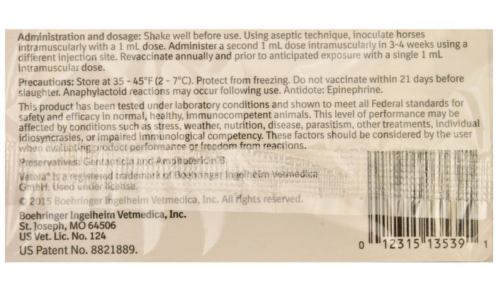 Vetera EWT+WNV, Single Dose Vaccine for Horses - A9BV - 1 Dose - 2