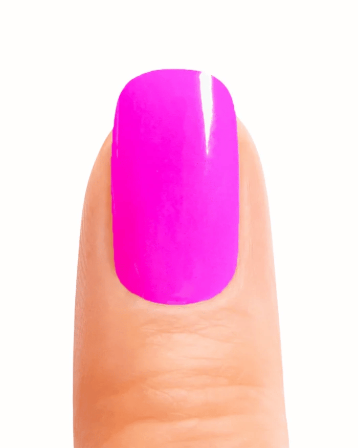 Stickers ongles en gel Vibella Geeli House avec rose fuchsia, motif blanc stylisé et trait pailleté