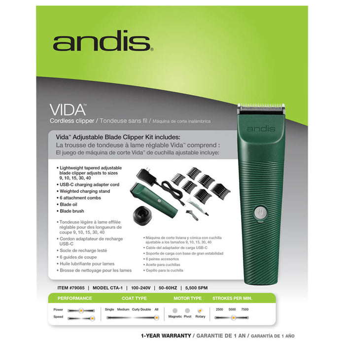 Vida Cordless Adjustable Blade Clipper - 008AND-79085 - 3