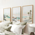 Watercolor Beach Art. Set of 3 Tropical Ocean Scene Decor Wall Art Set