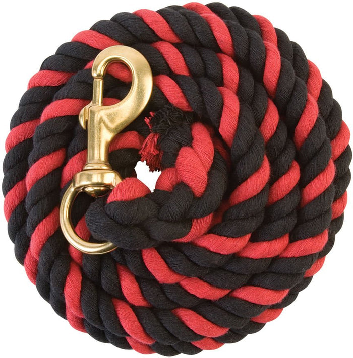 Weaver Colored Cotton Lead Ropes with Solid Brass Bolt Snap, 10' L - WEAVI - Purple/Black - 1