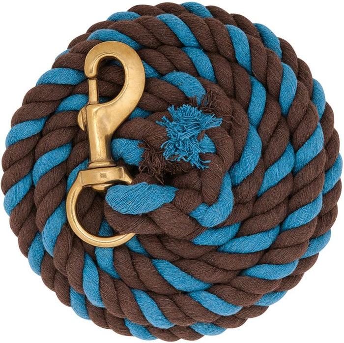 Weaver Colored Cotton Lead Ropes with Solid Brass Bolt Snap, 10' L - WEAVI - Purple/Black - 3