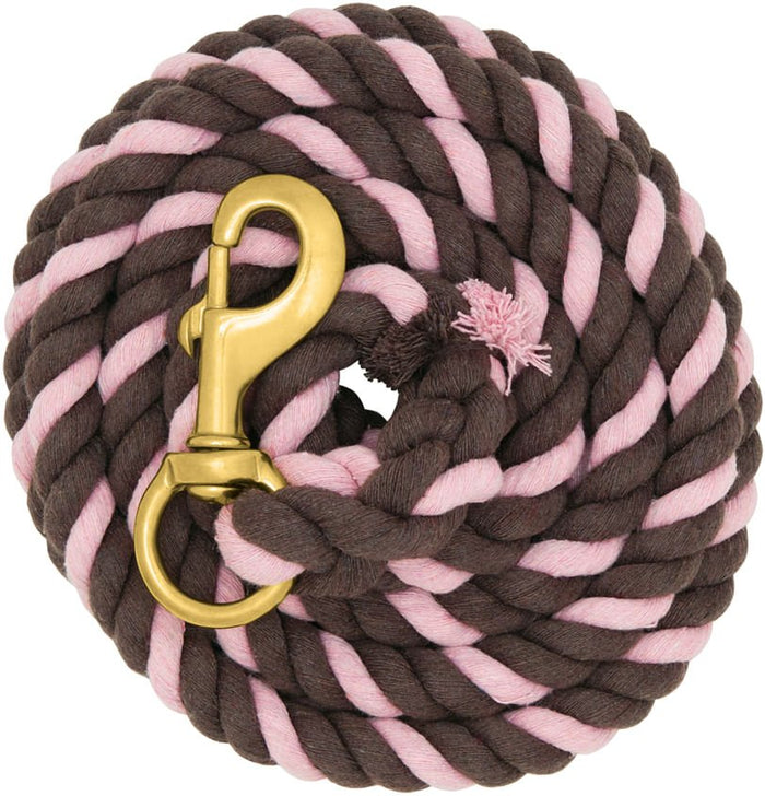 Weaver Colored Cotton Lead Ropes with Solid Brass Bolt Snap, 10' L - WEAVI - Purple/Black - 5