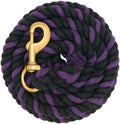 Weaver Colored Cotton Lead Ropes with Solid Brass Bolt Snap, 10' L - WEAVI - Purple/Black - 7