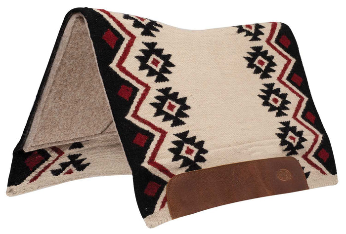 Weaver Flex Contour Wool Blend Felt Saddle Pad, Rio - WLC2MT - Ivory/Black/Red - 3
