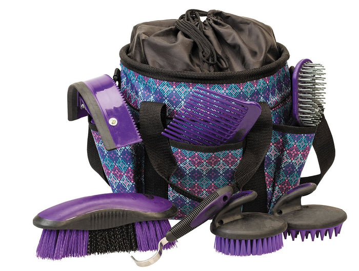 Weaver Horse Grooming Kit, 8 - Piece - WLC2CC - Purple Geo - 1