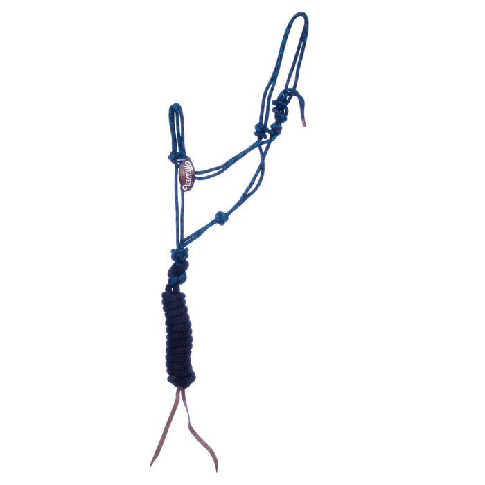 Weaver Leather Diamond Braid Rope Halter with Lead - WEADN - Black/Hurricane Blue - 3
