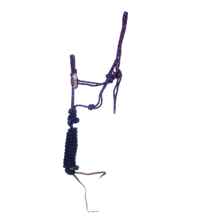 Weaver Leather Diamond Braid Rope Halter with Lead - WEADO - Purple/Black - 5