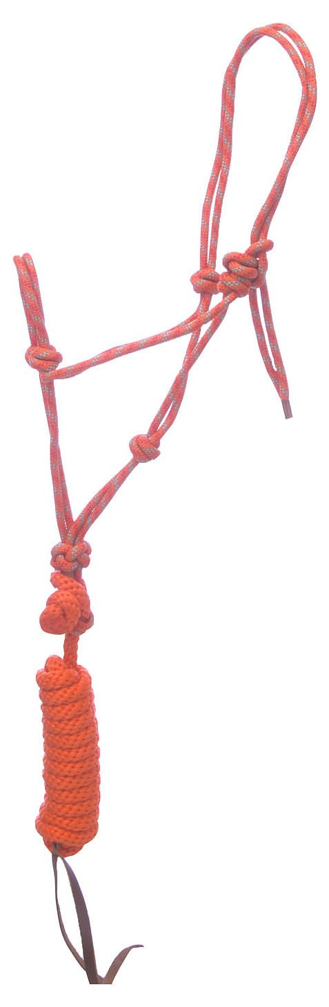 Weaver Leather Diamond Braid Rope Halter with Lead - WLCGB - Orange/Mint- 17