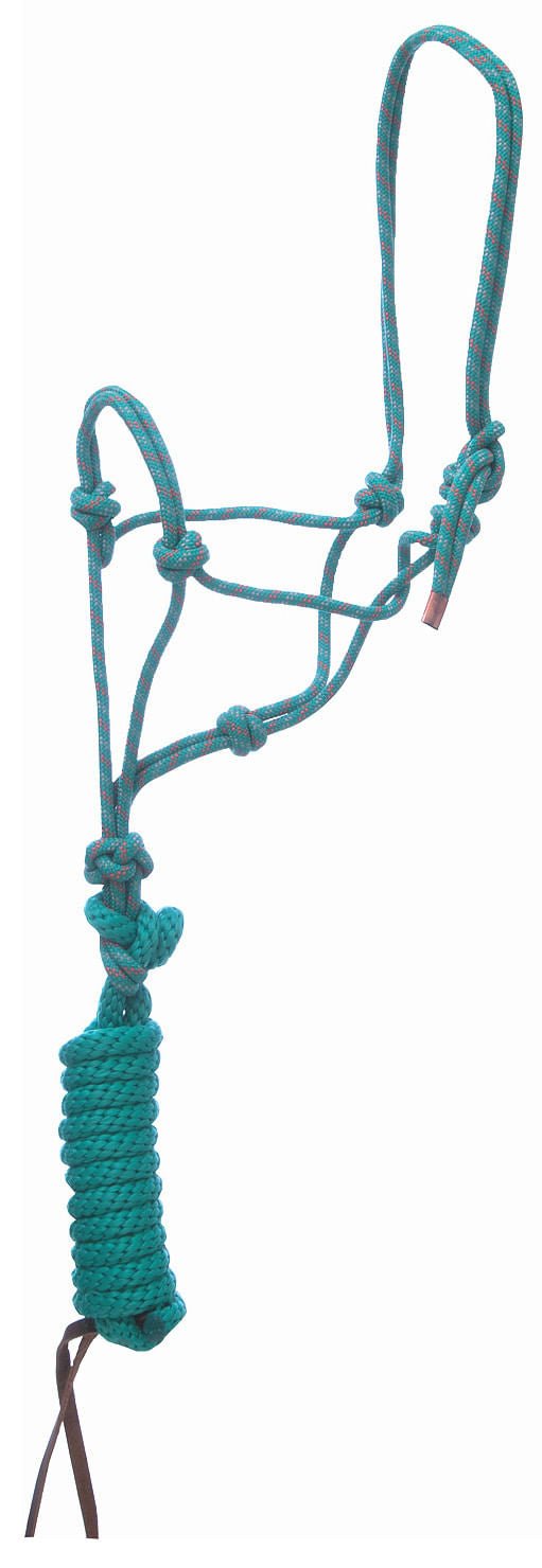 Weaver Leather Diamond Braid Rope Halter with Lead - WLCGC - Teal/Gray/Orange - 20