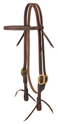 Weaver Oiled Harness Leather Browband Horse Headstall, Full - WLC2GP - Brass - 1