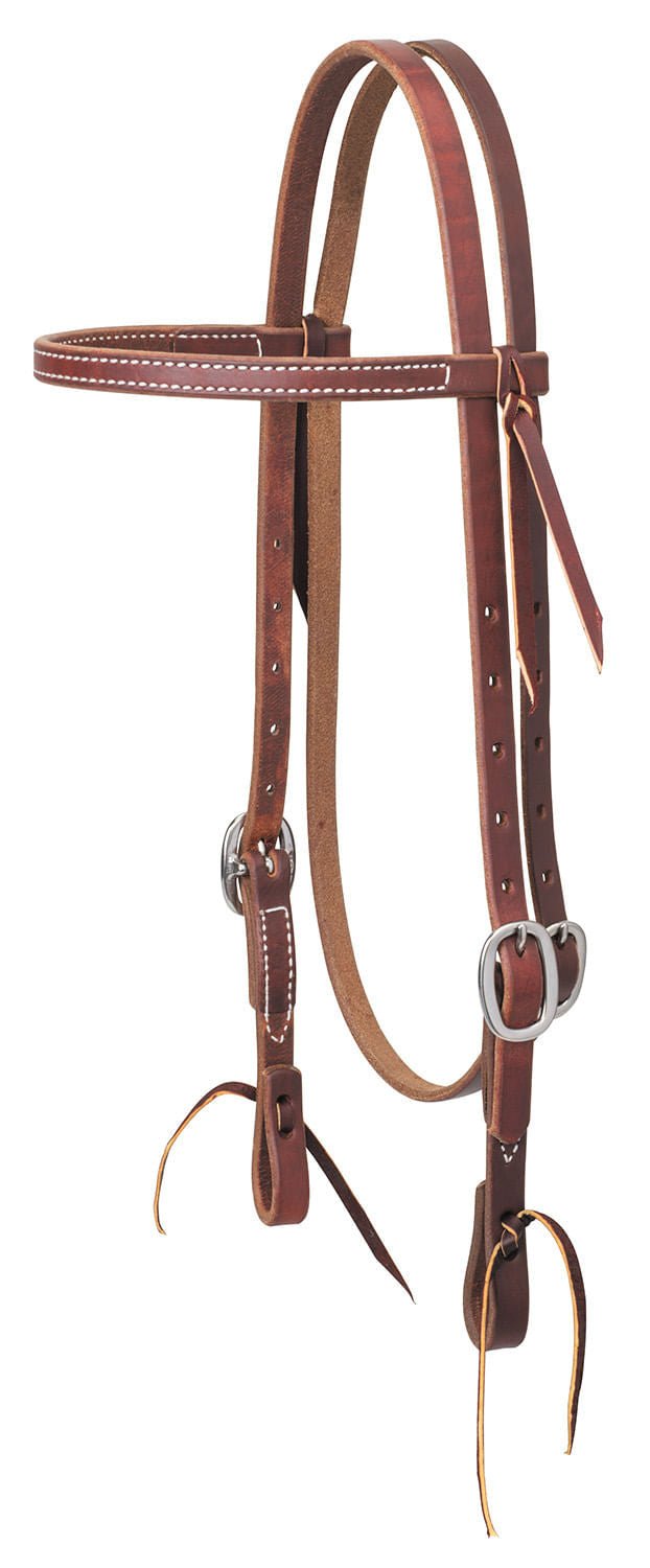 Weaver Oiled Harness Leather Browband Horse Headstall, Full - WLC2GQ - Stainless - 3