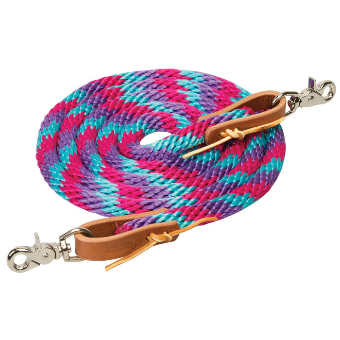 Weaver Poly Roper Reins, 5/8" x 8' - W2ACN - Purple/Rose/Turquois - 1