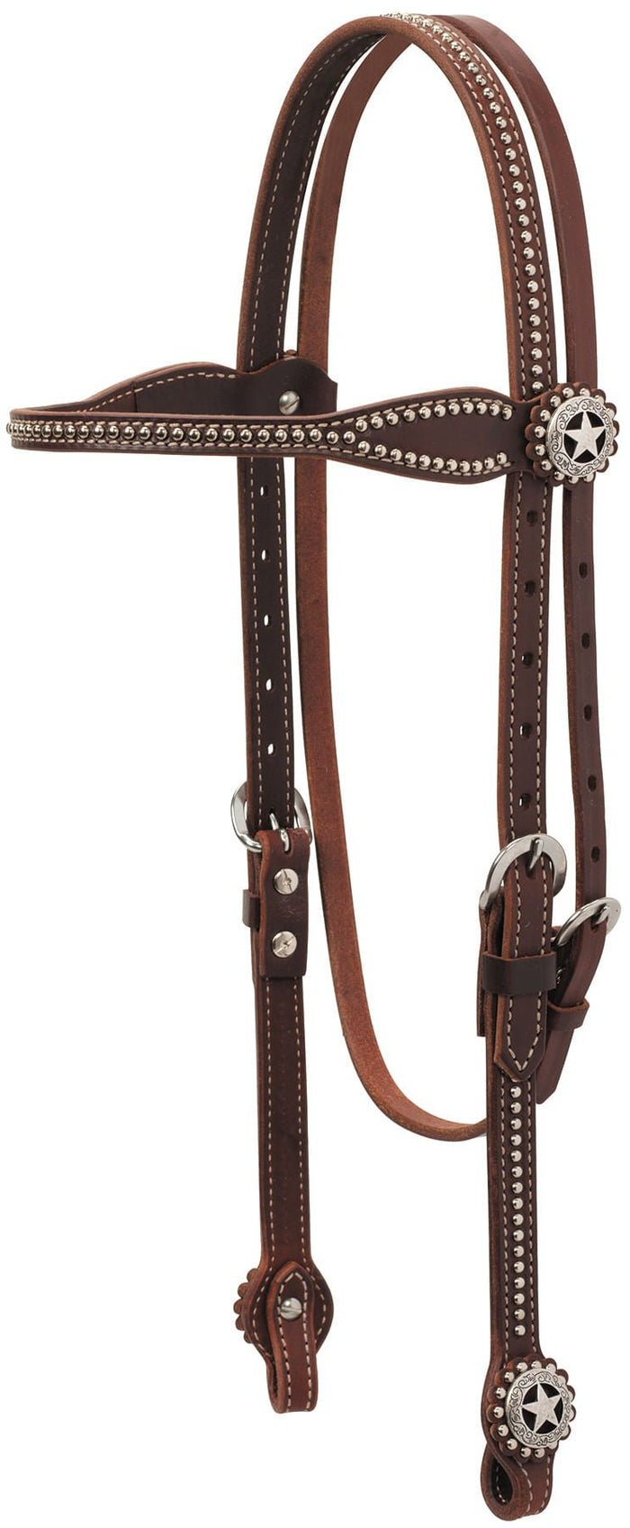Weaver Texas Star Oiled Canyon Rose Harness Leather Browband Headstall, Full - WLC2AN - 2