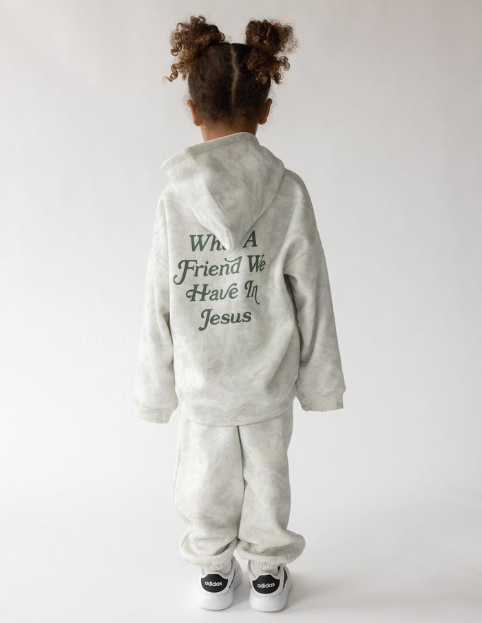 What a Friend in Jesus Camo Kids Hoodie Elevated Faith
