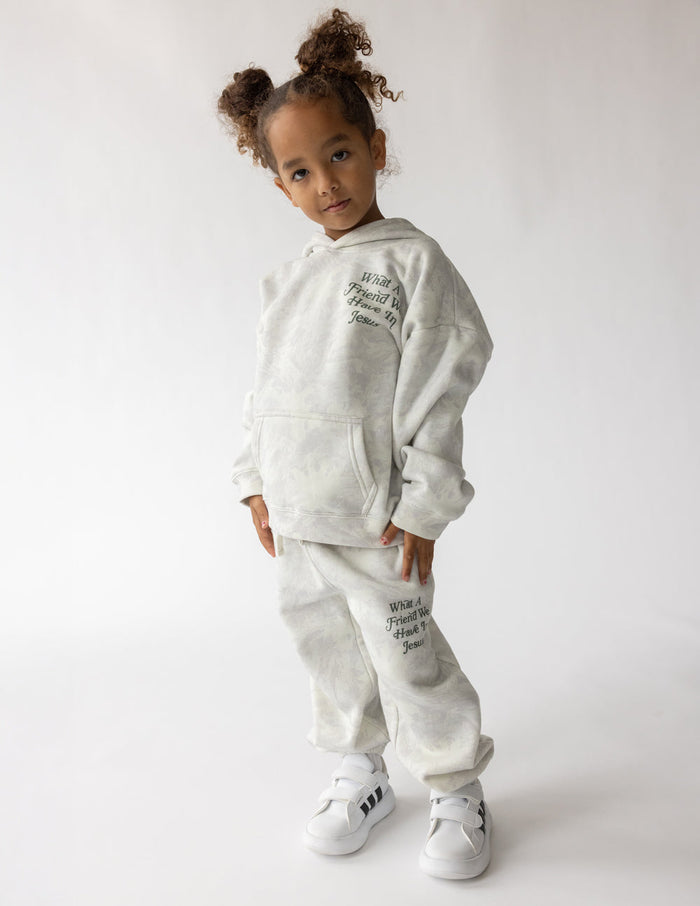 What a Friend in Jesus Camo Kids Hoodie Elevated Faith
